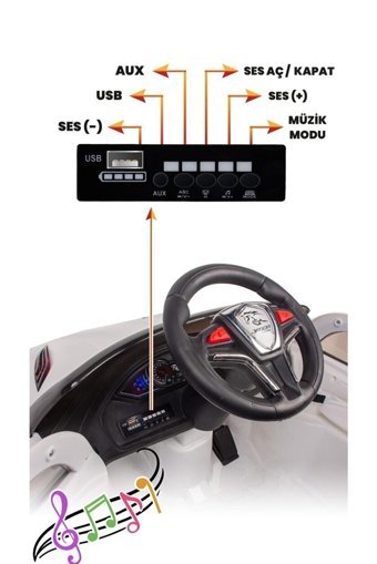 Uj Toys Jagor 12 V Üstü Açık Tek Kişilik Akülü Araba Beyaz