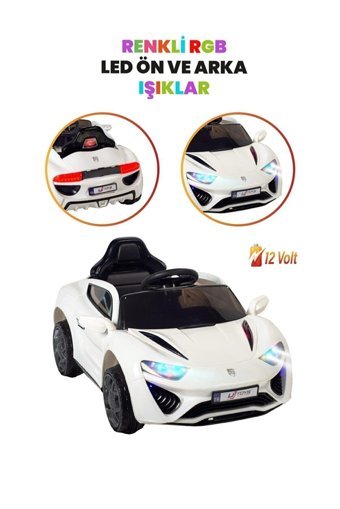 Uj Toys Jagor 12 V Üstü Açık Tek Kişilik Akülü Araba Beyaz