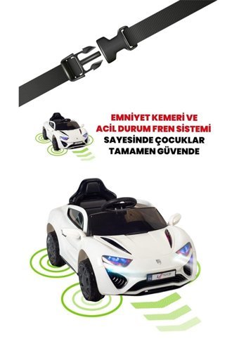 Uj Toys Jagor 12 V Üstü Açık Tek Kişilik Akülü Araba Beyaz