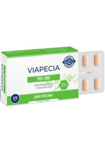 Viapecia Pro-Zinc Yetişkin Mineral 120 Adet