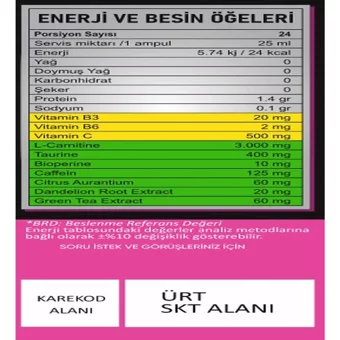 Zeus Nutrition Mango Aromalı L-Karnitin 24 Shot