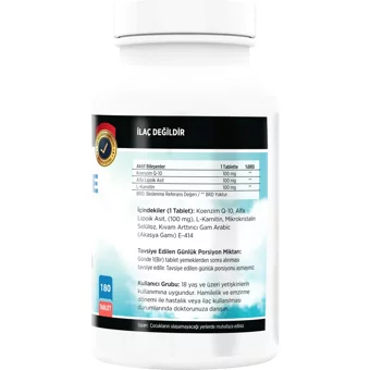 Flx Coenzyme Q10 L-Karnitin 180 Tablet + Nevtix Vitamin D3 Spey 20 ml