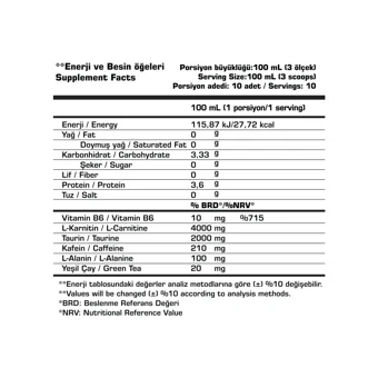 Bpn Best Plus Nutrition L-Karnitin 1000 ml Sıvı + Carniflame
