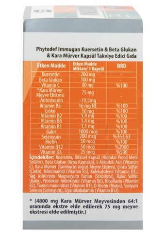 Phytodef Immugan Kara Mürver Yetişkin Mineral 30 Adet