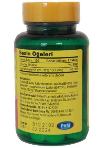 Vitapol B12 Vitamini Yetişkin 100 Adet