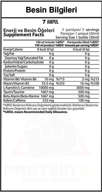 Hardline Nutrition Matrix Limon Aromalı L-Karnitin 7 Shot