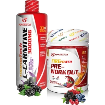 Powertech Karadut Aromalı L-Karnitin 1000 ml Sıvı + Firepower Pre-Workout Orman Meyveli 390 gr Toz