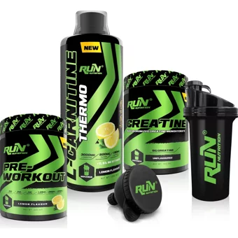 Run Nutrition Limon Aromalı L-Karnitin 1000 ml Sıvı + Pre-Workout + Kreatin + Shaker