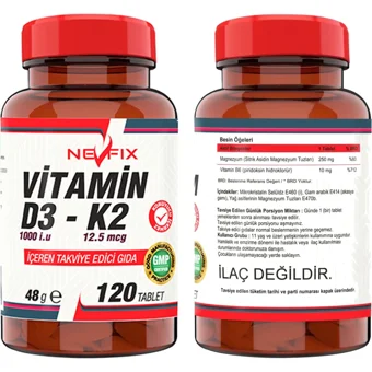 Nevfix Karabiber Ekstresi L-Karnitin 60 Tablet + Nevfix Vitamin D3 +K2 120 Tablet