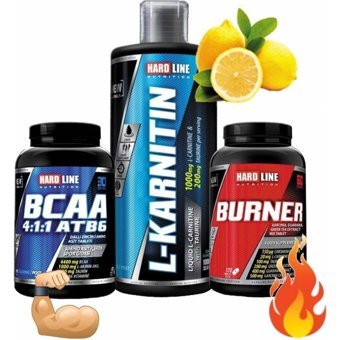 Hardline Nutrition Limon Aromalı L-Karnitin 1000 ml Sıvı + BCAA + Burned 10 Kapsül