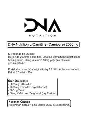 Dna Nutrition Portakal Aromalı L-Karnitin 20 Shot