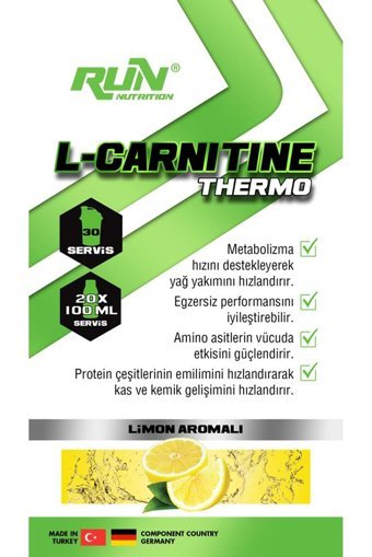 Run Nutrition Limon Aromalı L-Karnitin 20 Shot + Shaker + Whey Protein Tek Kullanımlık 2 Adet
