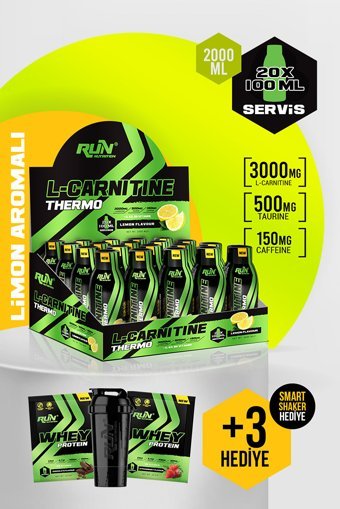 Run Nutrition Limon Aromalı L-Karnitin 20 Shot + Shaker + Whey Protein Tek Kullanımlık 2 Adet
