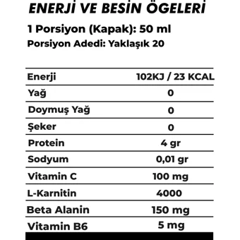 Enji Nutrition Limon Aromalı L-Karnitin 1000 ml Sıvı
