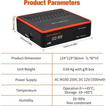 Gtmedia Gt Combo 16 GB Kapasiteli 2 GB Ram Wifi 4K Android TV Box