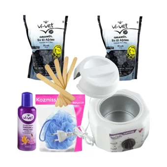 Depiroll Jüpiter 1+1 Boncuk Ağda Makinesi + 2xSiyah Boncuk Ağda + Spatula + Temizleme Yağı + Lif