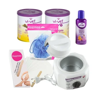 Depiroll Jüpiter 1+1 Kazanlı Ağda Makinesi + 2xNaturel El Ağdası + Spatula + Temizleme Yağı + Lif + Ağda Bezi