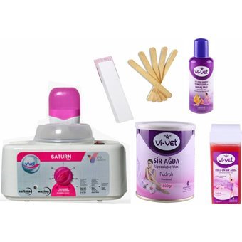 Vivol 1+1 Ağda Makinesi + Vivet Pudralı 800 ml Ağda + Vivet 100 ml Kartuş Sir + 10 Metre Ağda Bezi + Vivet Ağda Temizleme Yağı 125 ml