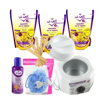 Depiroll Jüpiter 1+1 Boncuk Ağda Makinesi + 3xNaturel Boncuk Ağda + Spatula + Temizleme Yağı + Lif