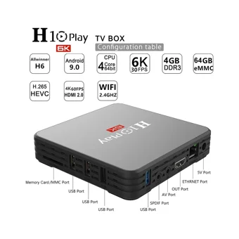 Shopfocus H10 Play 32 GB Kapasiteli 4 GB Ram Wifi 6K Android TV Box
