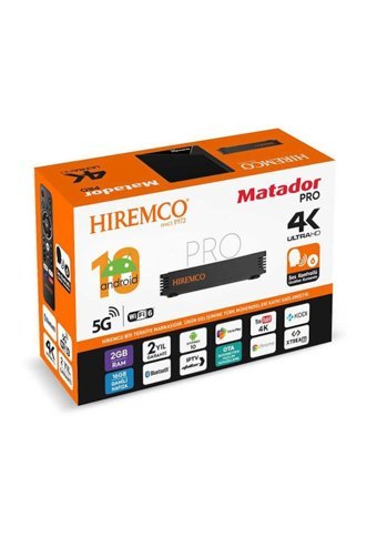 Hiremco Matador Pro 16 GB Kapasiteli 2 GB Ram Wifi 4K Android TV Box
