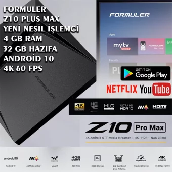 Formuler Z10 Pro 32 GB Kapasiteli 4 GB Ram Wifi 4K Android TV Box