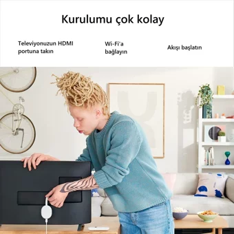 Google Chromecast 8 GB Kapasiteli 2 GB Ram Wifi 4K Android TV Box Beyaz