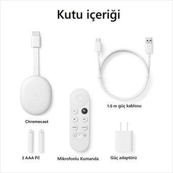 Google Chromecast 8 GB Kapasiteli 2 GB Ram Wifi 4K Android TV Box Beyaz