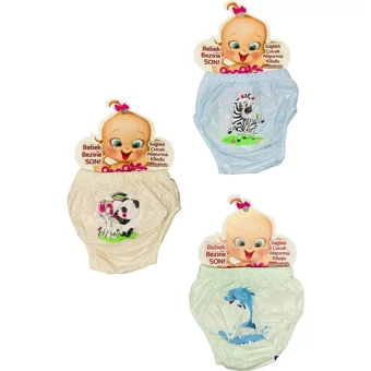 Babixkids 119 12 kg 3'lü Sızdırmayan Yıkanabilir Panda-Yunus-Zebra Desenli Alıştırma Külodu