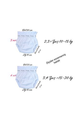 Özyıldırım Çarşı Pazar 15-20 kg 4'lü Sızdırmayan Yıkanabilir Beyaz-Pembe Alıştırma Külodu