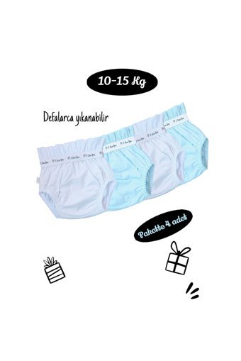 Özyıldırım Çarşı Pazar 177 10-15 kg 4'lü Sızdırmayan Yıkanabilir Beyaz-Mavi Alıştırma Külodu