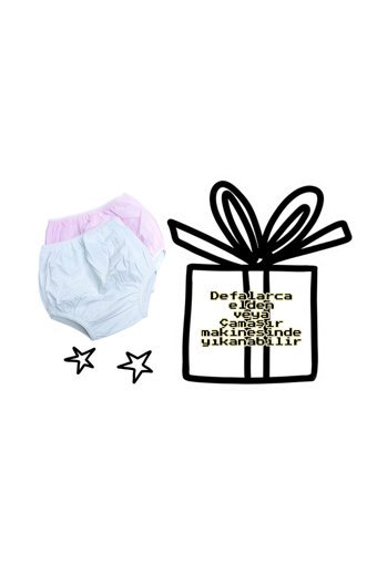 O L A 15 kg 2'li Yıkanabilir Beyaz-Pembe Alıştırma Külodu