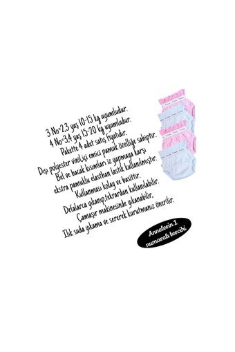 Özyıldırım Çarşı Pazar 10-15 kg 4'lü Sızdırmayan Yıkanabilir Beyaz-Pembe Alıştırma Külodu