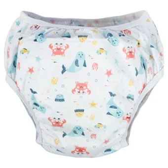Sevi Bebe 19 kg 4'lü Sızdırmayan Yıkanabilir Balık-Deniz Anası-Deniz Yıldızı-Fok-Yengeç Desenli Alıştırma Külodu