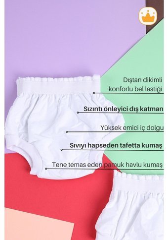 Babyhola 15-20 kg 2'li Sızdırmayan Yıkanabilir Beyaz Alıştırma Külodu