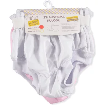 Sema Baby 20-25 kg 2'li Sızdırmayan Yıkanabilir Beyaz-Pembe Alıştırma Külodu
