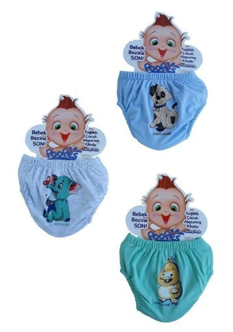 Pundi Kids 12 kg 3'lü Sızdırmayan Yıkanabilir Civciv-Fil-Köpek Desenli Alıştırma Külodu