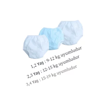 O L A 176 16-20 kg 3'lü Yıkanabilir Beyaz-Mavi Alıştırma Külodu