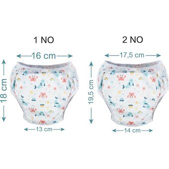 Sevi Bebe 12 kg 4'lü Yıkanabilir Deniz Anası-Fok-Yengeç Desenli Alıştırma Külodu