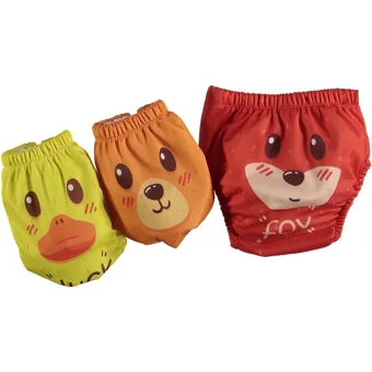 Poope's 9-10 kg 3'lü Sızdırmayan Yıkanabilir Aslan-Ördek-Tilki Desenli Alıştırma Külodu