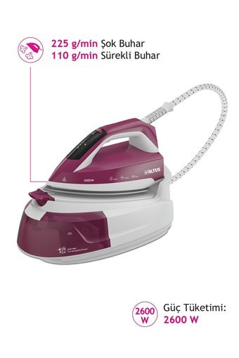 Altus Al 720 2600 W 6 bar Seramik Tabanlı Şok Buharlı Kazanlı Ütü Pembe
