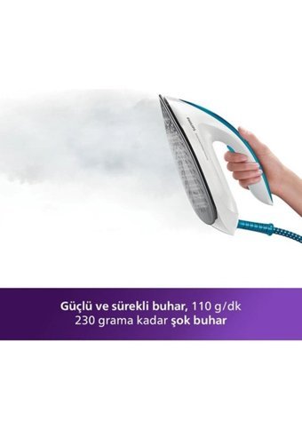 Philips GC6820/20 2400 W 5.5 bar SteamGlide Tabanlı Şok Buharlı Kazanlı Ütü Mavi