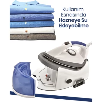 Goldmaster Gm-7612 2350 W 6 Bar Seramik Tabanlı Şok Buharlı Kazanlı Ütü Beyaz