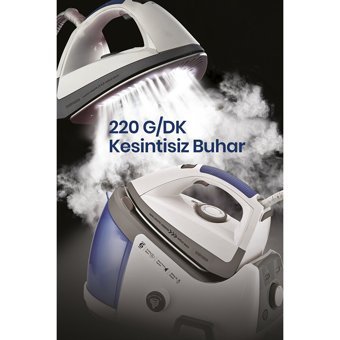 Goldmaster Gm-7612 2350 W 6 Bar Seramik Tabanlı Şok Buharlı Kazanlı Ütü Beyaz