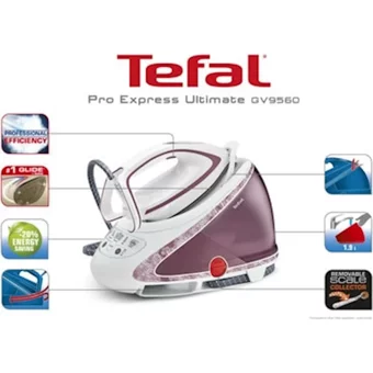 Tefal GV9560 Pro Express 2600 W 7.3 bar Durilium Airglide Tabanlı Şok Buharlı Kazanlı Ütü Eflatun