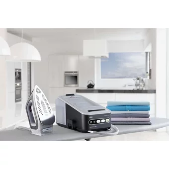 Braun 7056 Bk 2400 W 7.5 bar BackGlide Tabanlı Şok Buharlı Kazanlı Ütü Gri