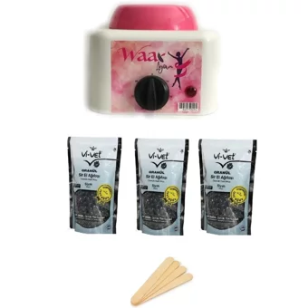 Waax 1+1 Boncuk Ağda Makinesi + 3xSiyah Boncuk Ağda + Spatula