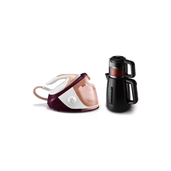 Philips GC8962/40 2100 W 7.5 bar SteamGlide Advanced Tabanlı Şok Buharlı Kazanlı Ütü Mor+Philips HD701 Çaycı