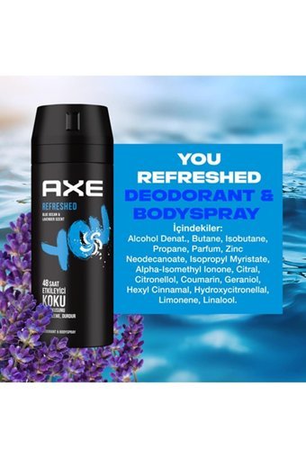 Axe You Refreshed Pudrasız Ter Önleyici Sprey Erkek 3x150 ml