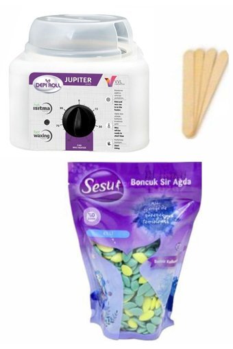 Sesu Depiroll 1+1 Boncuk Ağda Makinesi + Boncuk Ağda + Spatula + Lif